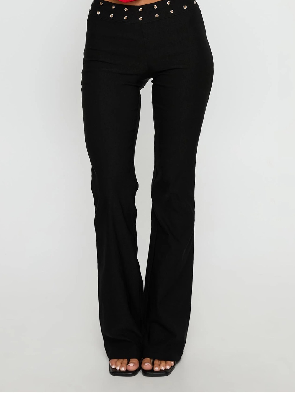 Princess Polly Yevina Eyelet Flare Pant Black NWT Size 6